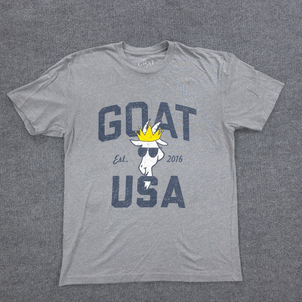GOAT USA Shirt Mens Large Gray Graphic Crew Neck Short Sleeve Casual Streetwear